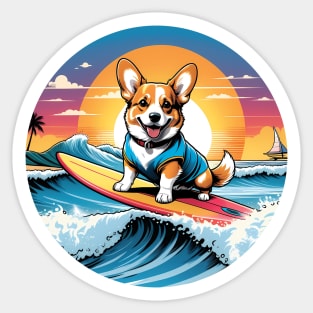 Surfing corgi Sticker